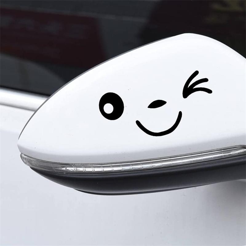 Reflective Cute Smile Car Sticker Rearview Mirror Sticker Car Styling Cartoon Smiling Eye Face Sticker Decal For All Cars