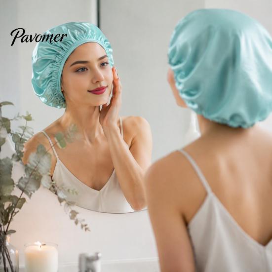 Quick Dry Hair Drying Towel Women Satin Cap, Double Layer Turban Wrap, Water Absorbent Wrap Hat for Curly, Long