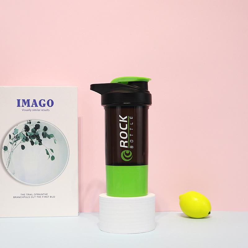 Double-Layer Food-Grade Shaker Cup with Powder Compartment for Protein Shakes and Smoothies