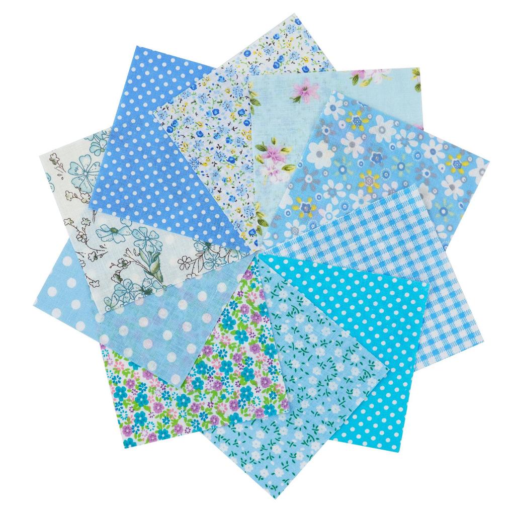 100-Color Patchwork Cloth Set: Floral, Plaid & Polka Dot Plain Weave Cotton for DIY Crafting