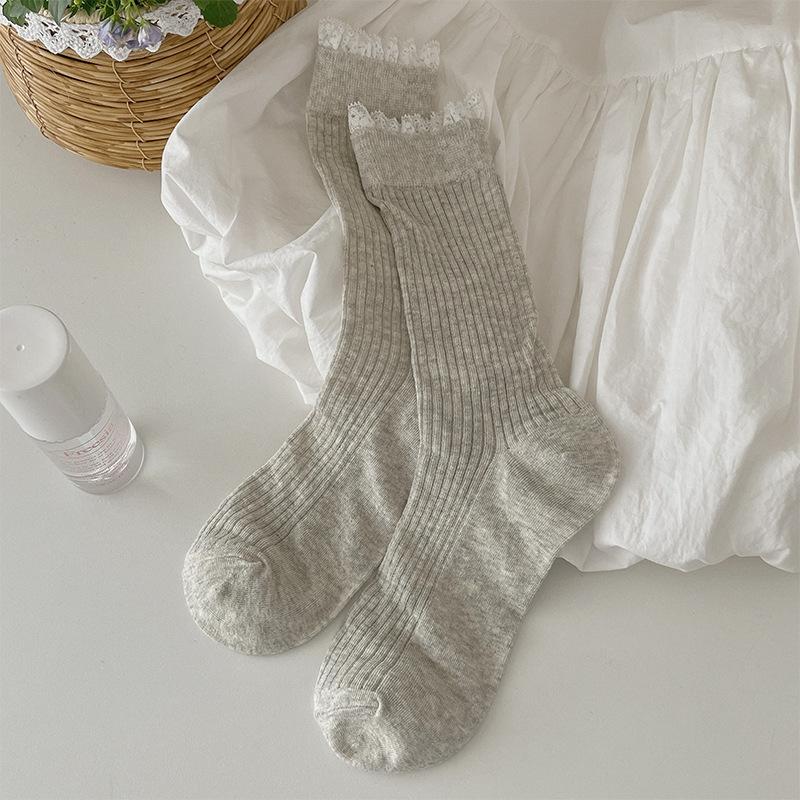 Women's Summer Thin Hair Ballet Style White Tube Cotton Socks