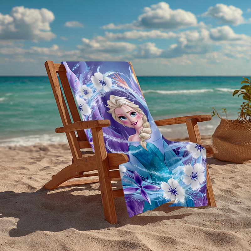 Ultra-Soft Beach Towel with Elsa Theme,Ideal for Pool - Camping, Diving - Perfect Travel Essential, Vibrant Beach Towel.