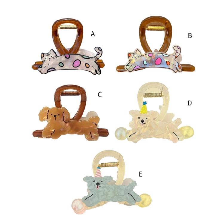 Acetic Acid Cartoon Dog/Cats Hair Claw Clip for Girls Animal Claw Clip Hair Styling Clip Elegant Hair Clamp for Daily Wear