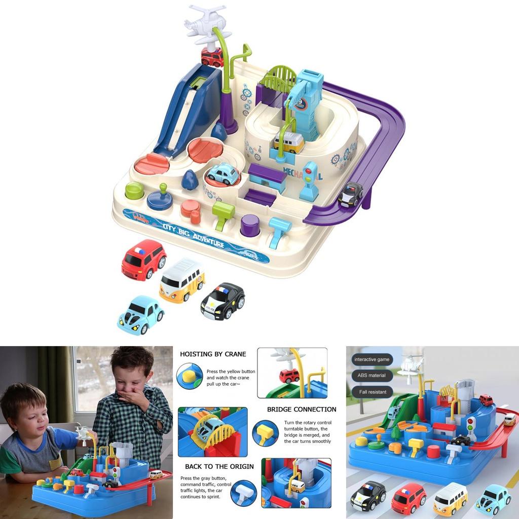 Abenteuer Schienen Autorennen Spielzeugset für Kinder Kein Akku erforderlich Auffällig Verschiedene Herausforderungen