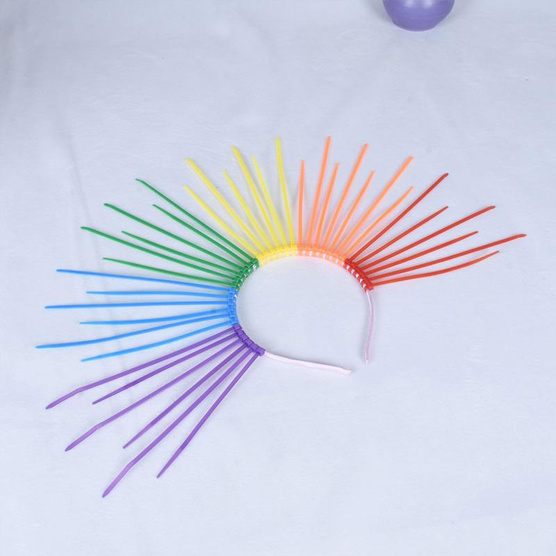 1PC Hair Hoop Fashion Hairband Exaggerated Sun Rainbow Colorful Headpiece Creative Goddess Halo