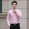 Cămașă Casual de Afaceri pentru Bărbați, Slim Fit, Mânecă Lungă, Culoare Solidă - Stil Coreean, Fără Riduri, Alb