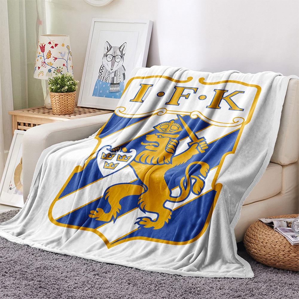 Coperta in Flanella Stampata IFK Goteborg, morbido plaid per camera da letto divano, lavabile, merchandising per tifosi di calcio, ottimo regalo.