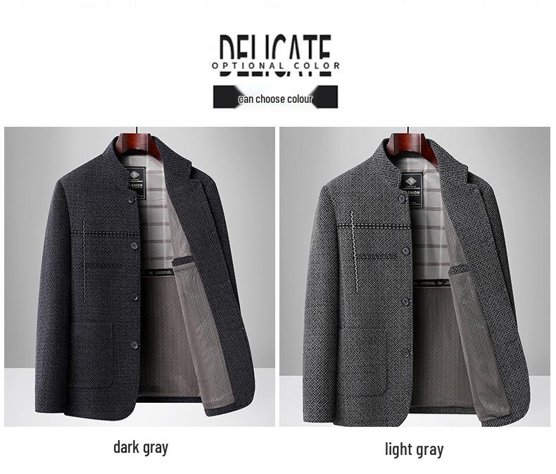 2025 Men's Trendy Stand Collar Jacket: Slim Fit Business Casual Suit for Spring and Autumn