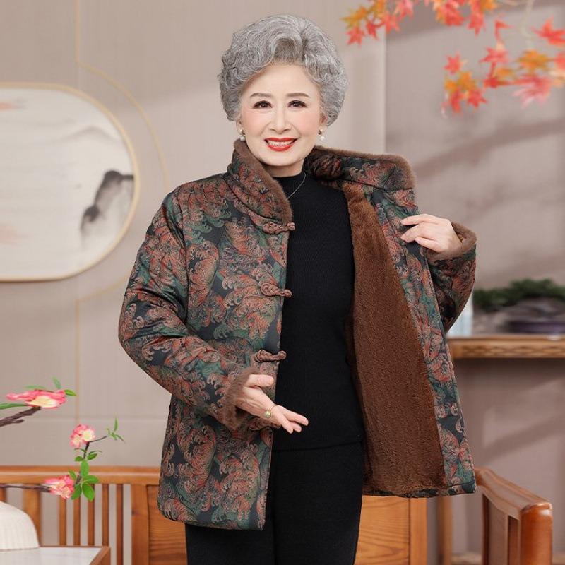 Winter Warm Cotton-padded Clothes Piled and Thickened Cotton-padded Clothes Old Lady Winter Coat Cotton-padded Jacket