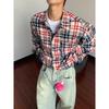 2024 Plaid Langarm Hemd Japanischen Hong Kong Stil Ins Lose Hemd Jungen Sommer Trendy Vielseitig Casual Mantel