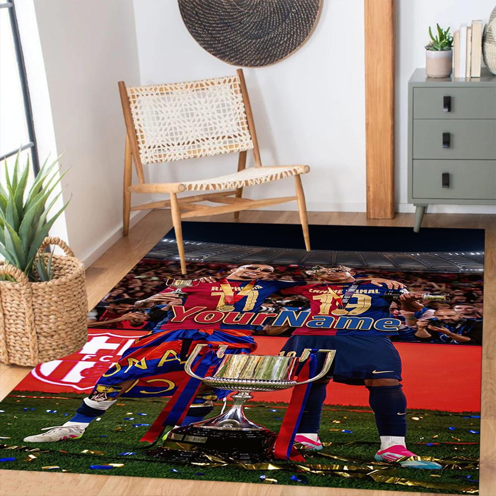Fc Barcelona Personalized Name Floor Rug Office Rug Suitable for Bedrooms Kitchen Balcony Outdoor Antislip Carpet Anime Office Decor