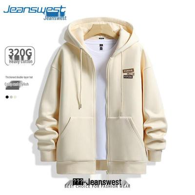 Jeanswest Men's Heavy Cotton Zip-Up Cardigan Jacket