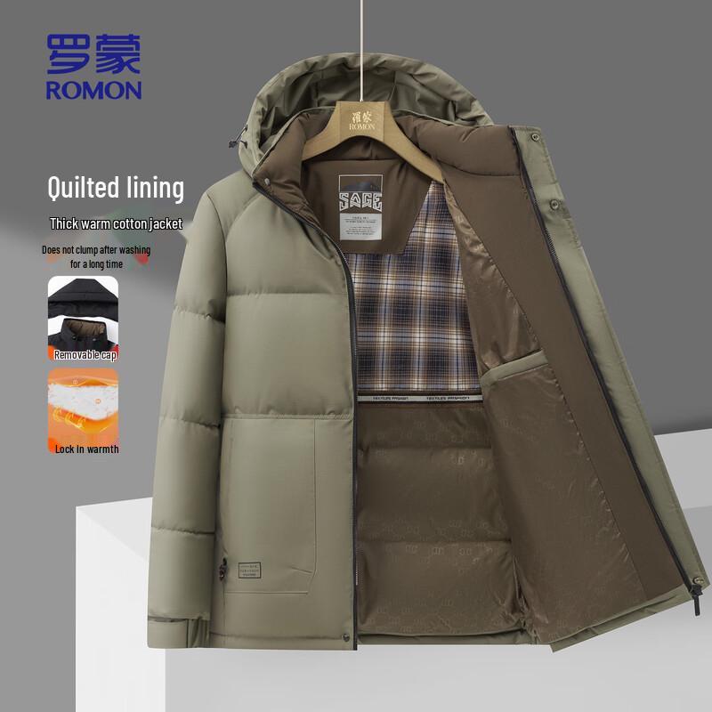 ROMON Men's Hooded Padded Jacket for Middle-Aged & Elderly