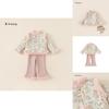 Traditional Chinese Girl Dress Up Set With Warm Long Sleeve Top And Pants For Kids Winter Wear