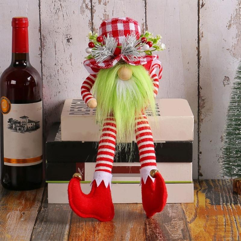 Christmas Gnome Long Legs Elf for Doll Ornament Crafts Restaurant Bar Party Back
