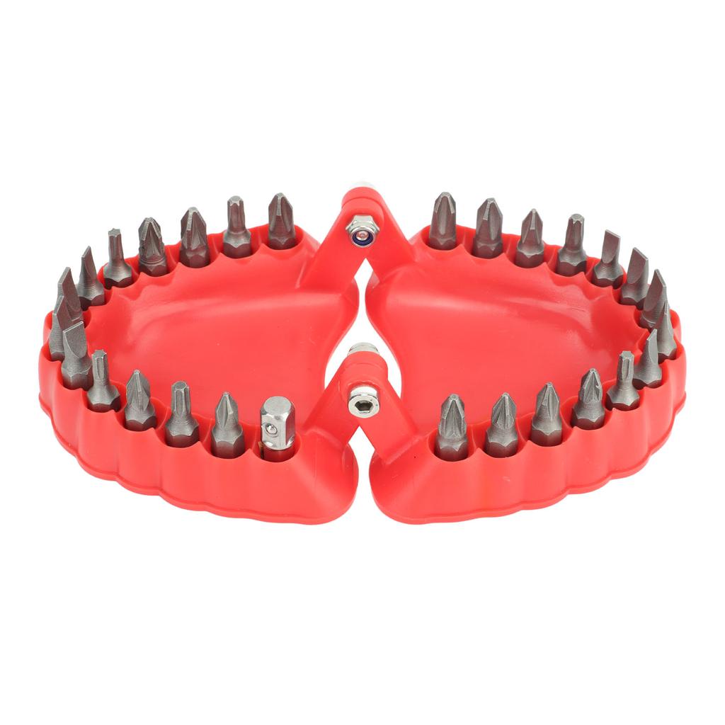 Denture Drill Bit Holder Denture Screwdriver Organizer 3D Sculpture Desk Decor 28 Holes Red With Bits