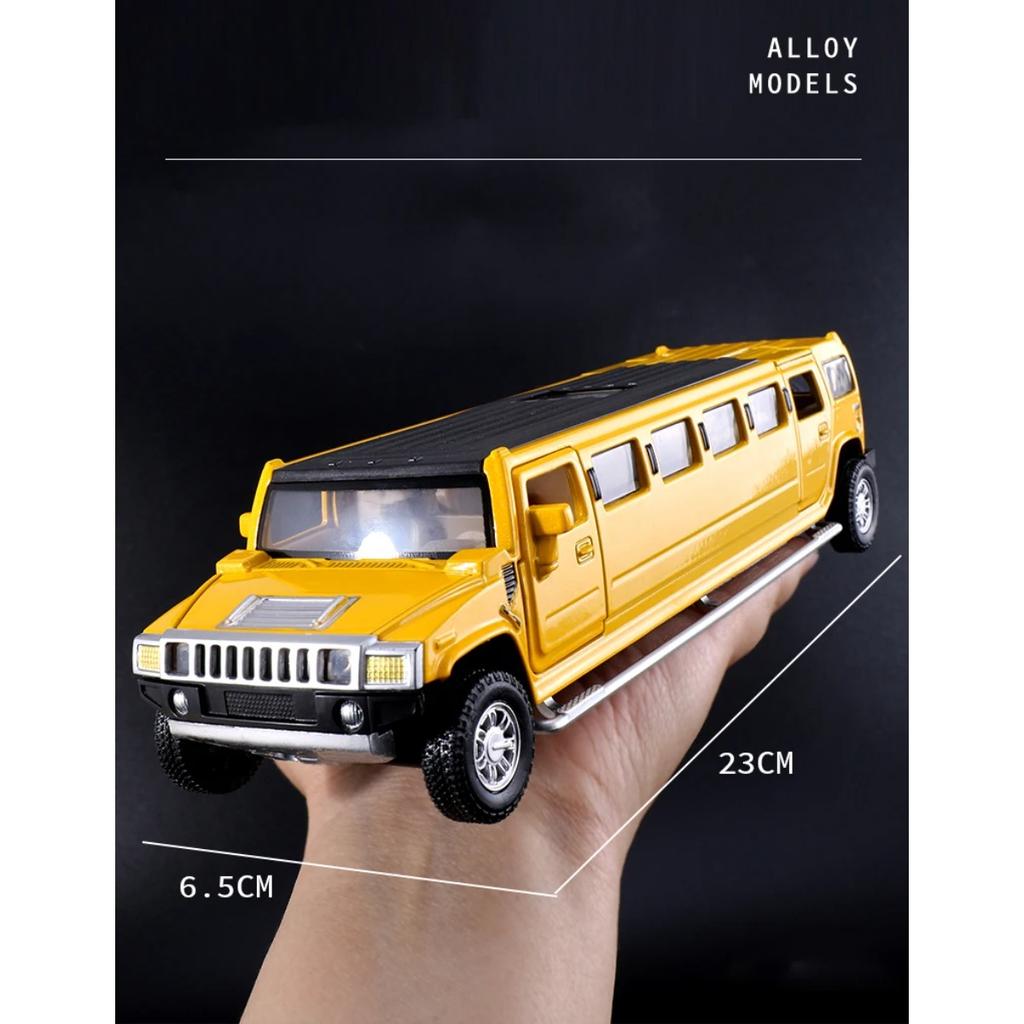 1/32 zliatinový Hummer H2 predĺžená limuzína kovový odliatok model auta zvuk a svetlo naťahovacie detské hračkárske vozidlá darček