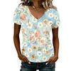 Women Casual V Neck Short Sleeve Floral Print T Shirt Lightweight Soft Fabric Summer Top for Everyday Wear