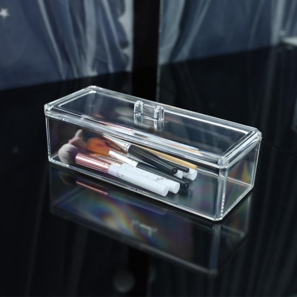 Acrylic Makeup Storage Box Transparent Jewelry Organizer Dustproof for Cotton Swab Pads Desktop Beauty Case Makeup Organizer Box