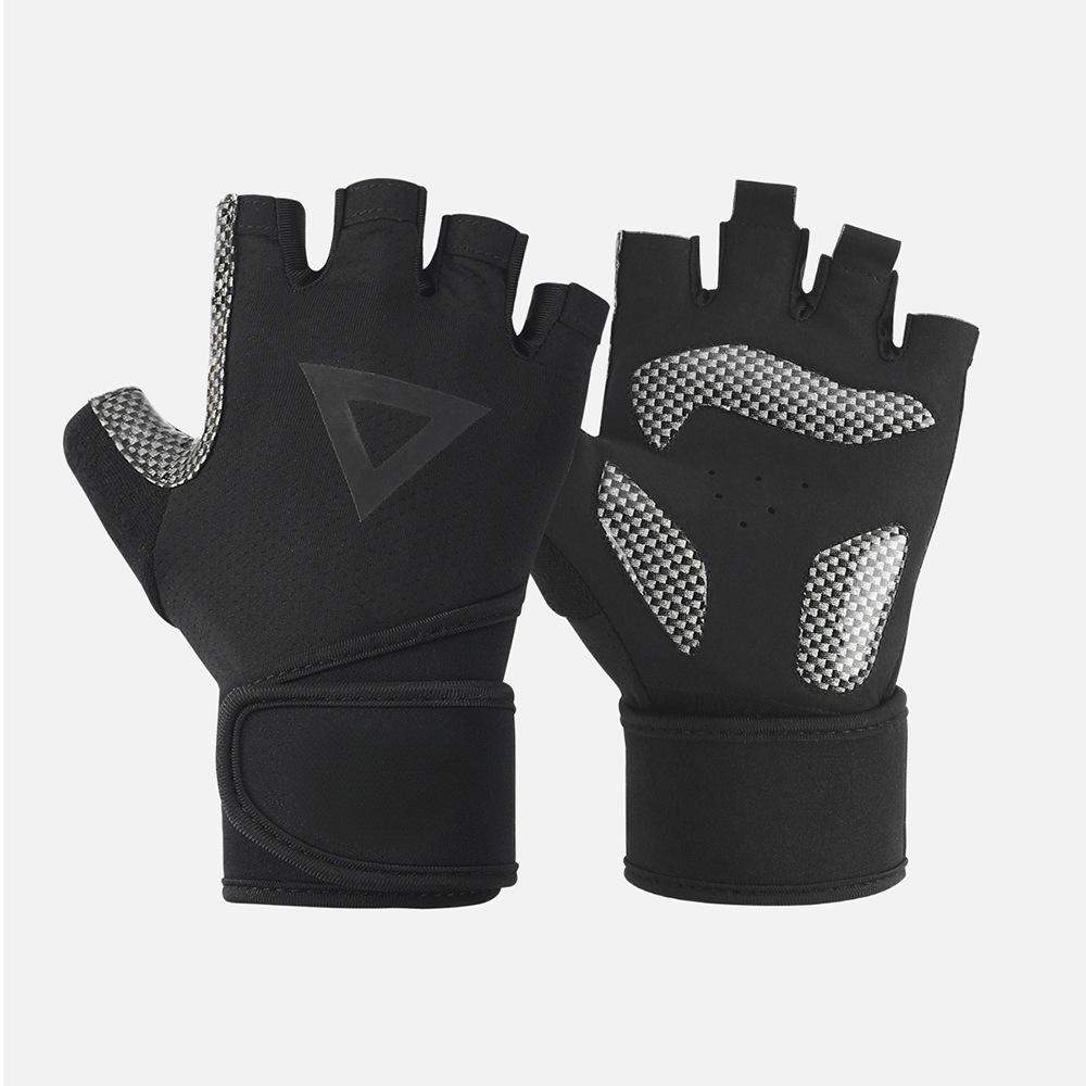 Weightlifting Customized Gloves for Men Bicycle Bodybuilding Workout with Wrist Bands Gym Fitness Gloves S чёрный