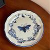 French Blue And White 8-Inch Plate Plate Rice Bowl Coffee Cup Plate Tableware Set Household Gift Tableware Light Luxury Retro