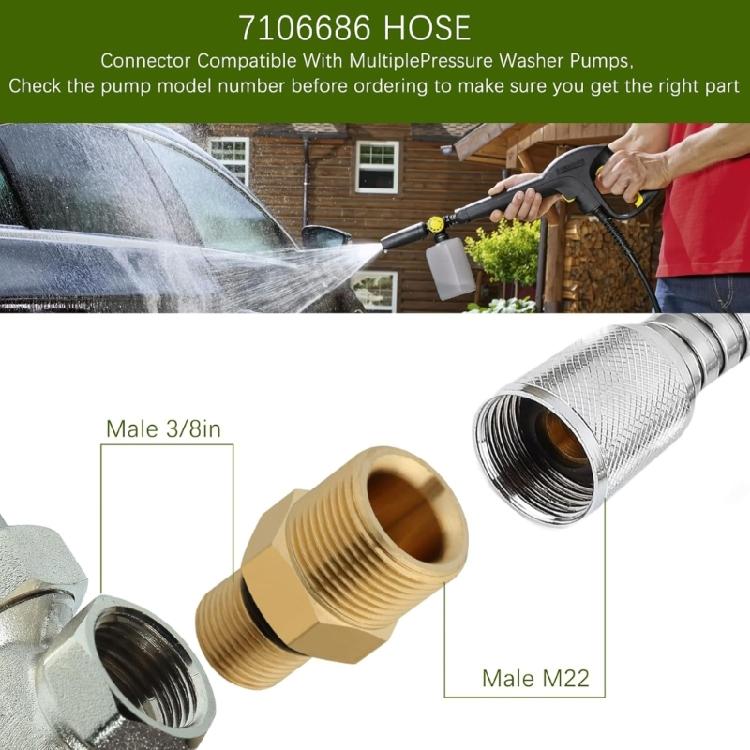 Quickly Connect Brass Adapter For High Pressures Systems M 22 Female Hose To 3/8Inch Pump Outlet Leak Prevention Design