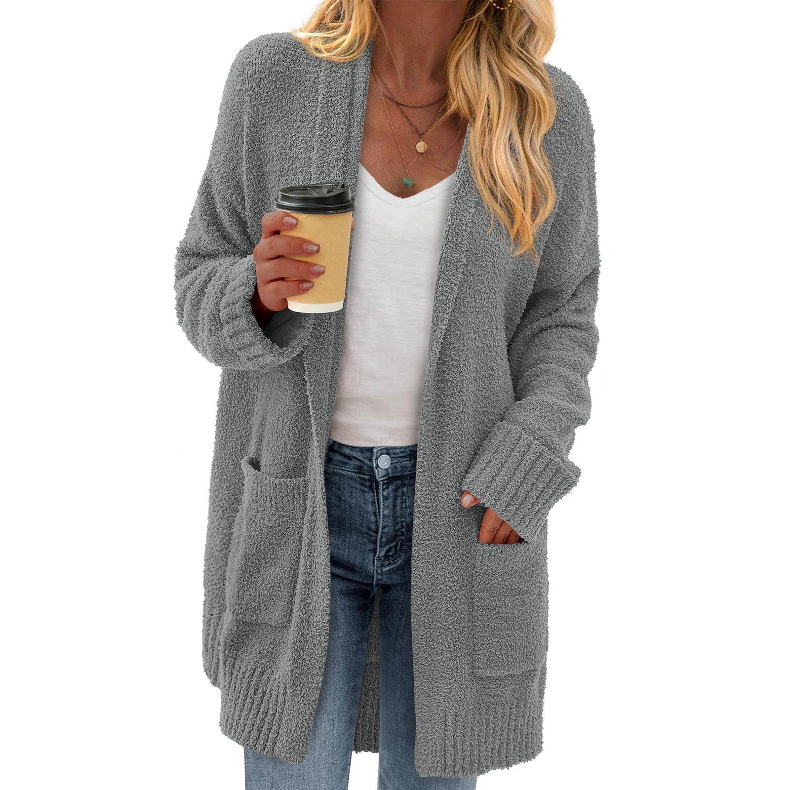 

Women s Casual And Fashionable Loose Long Sleeved Sweater Jacket M