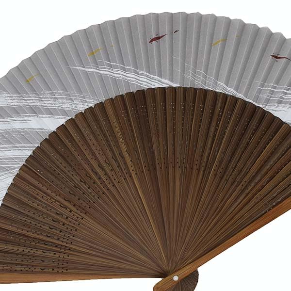 Kimono painted made in carved karaki large short ayu pearl [Stylish Iroha] High-quality fan, scented, Japan, medium-sized wood, length, (sweetfish)