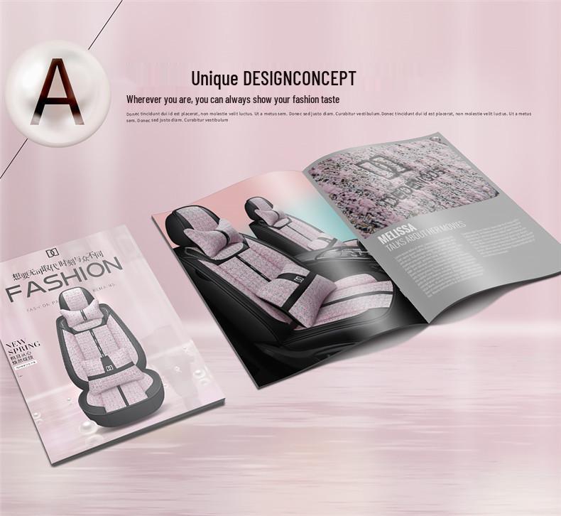 Seamless Full Coverage Linen Car Seat Cushion - Four Seasons Little Fragrant Style Cover