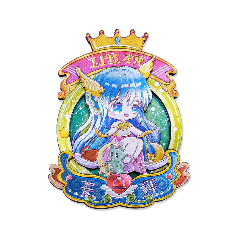 Soft Magnetic Wooden & Aluminum Foil Cartoon Zodiac Refrigerator Magnet Set