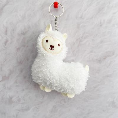 Creative Cute Alpaca Plush Key Ring Kawaii Fluffy Cartoon Doll Keychain Handbag Accessory Birthday Gift for Kids