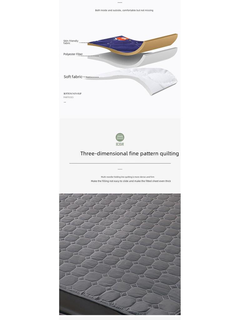Einfarbiger, gesteppter, rutschfester Matratzenbezug – verdicktes, gebürstetes All-Inclusive-Laken für Simmons-Betten