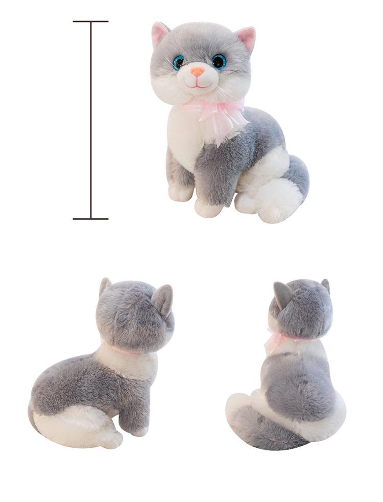Realistic Meowing Musical Cat Plush Toy - Lying Kitten Doll Birthday Gift