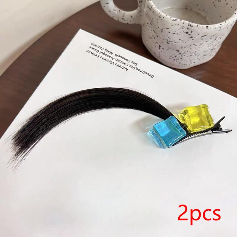 2Pcs Funny Silly Hair Clip Female Anime Cosplay Wig Small Braid Side Bangs Duckbill Clip Side Clip Cute Hair Accessories Gifts