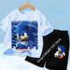 Fashion Anime Children's T-shirt Set Sonics The Hedgehog Top Short Sleeve + Shorts Two-piece Set Girls Boys Cosplay Costume