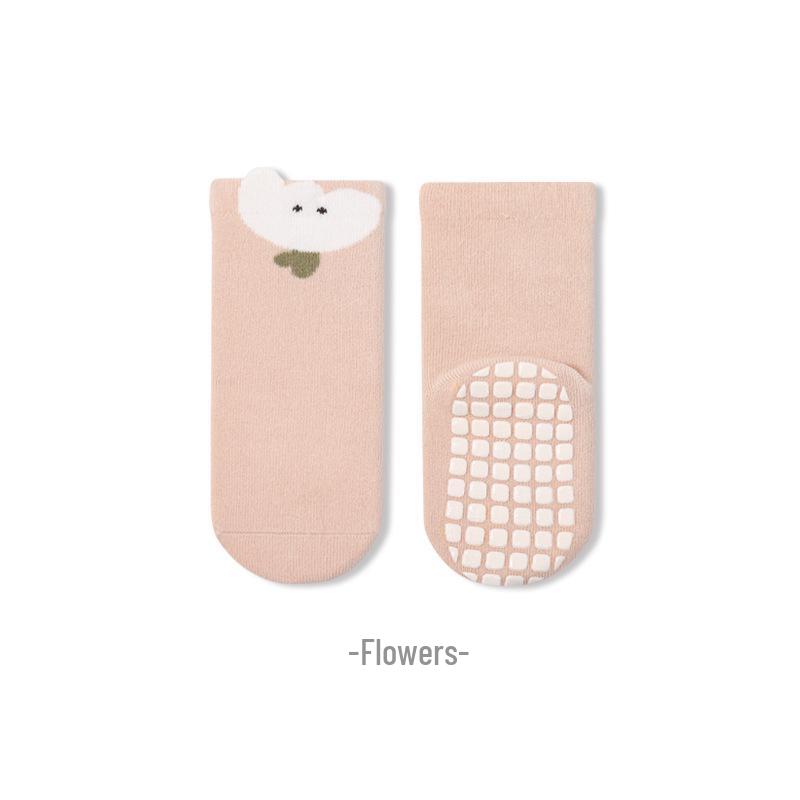 New Cute Cartoon Non-slip Baby Floor Socks for Autumn/Winter - Seamless Indoor Walking Socks for Children