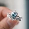 Exquisite Silver Color Inlaid with White Blue Stone Rings Fashion Party Engagement Wedding Rings for Women
