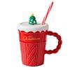 Christmas Cup with Straw Ceramic Cup with Lid with Women's Mug Santa Claus Casual Water Cup High Appearance