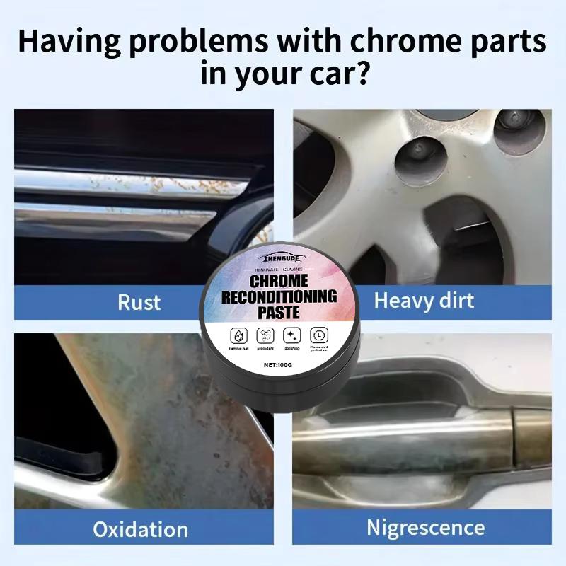 Reparaturpaste für Auto-Chromteile, Speziell entwickelt zur Wiederherstellung von oxidiertem Chromschmuck und Emblemen, Wird mit einem Schwamm geliefert