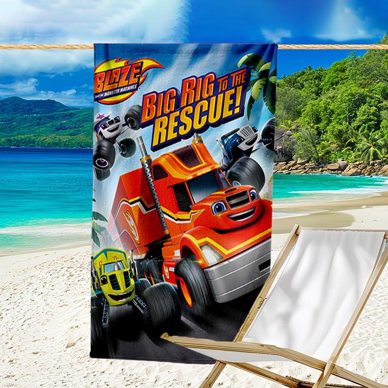 1 Stück Blaze und die Monster-Maschinen (3) Strandtuch, Strand- und Meeresufer-Schwimmbadausstattung, Modisches Muster, Rechteckig, Reiseutensilien