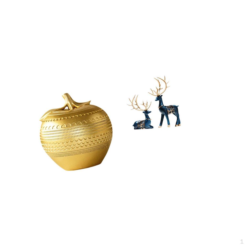 Modern Resin And Reindeer Figurine Set Artistic Fruit Deer Sculptures for Tabletop Bookshelf