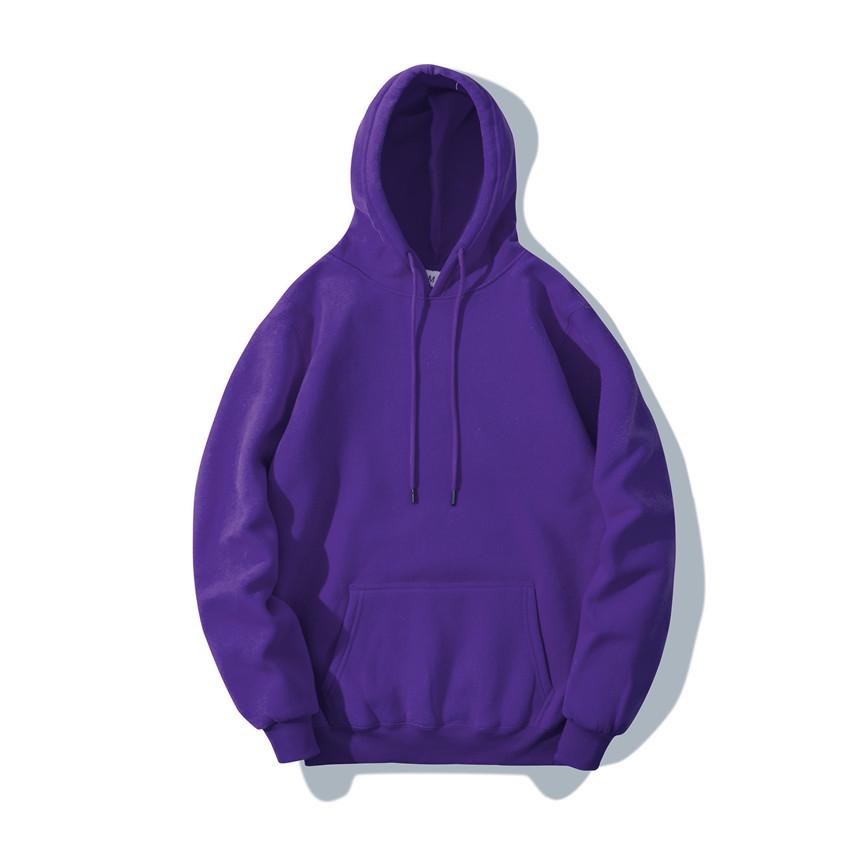 Unisex Solid Color Ribbed Cuff Hoodie Sweatshirt