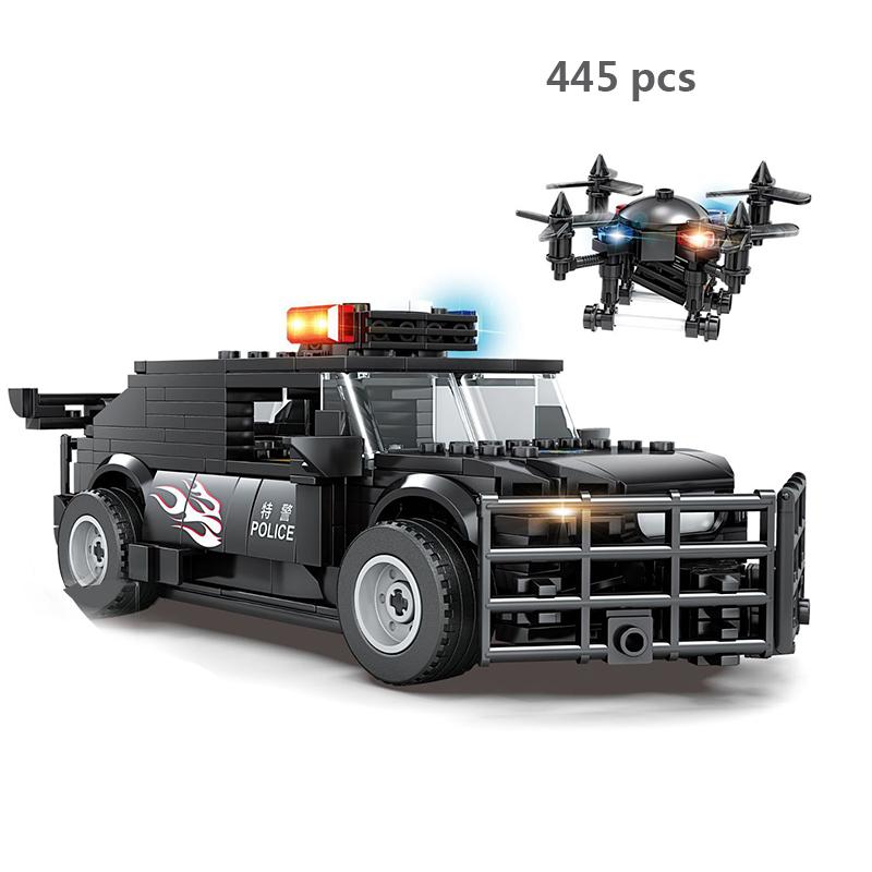 City SWAT Team Police Truck Car Panzer Tank Building Blocks Brick Police Station Figures Arme Model Educational Toys
