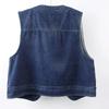 Vest for Women Cotton Sleeveless Tops Oversize Casual Button Demin Embroider Jacket