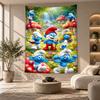 Decorative Tapestry,Smurfs Cute Printed Wall Art, Lightweight Wall Hanging For Bedroom Background