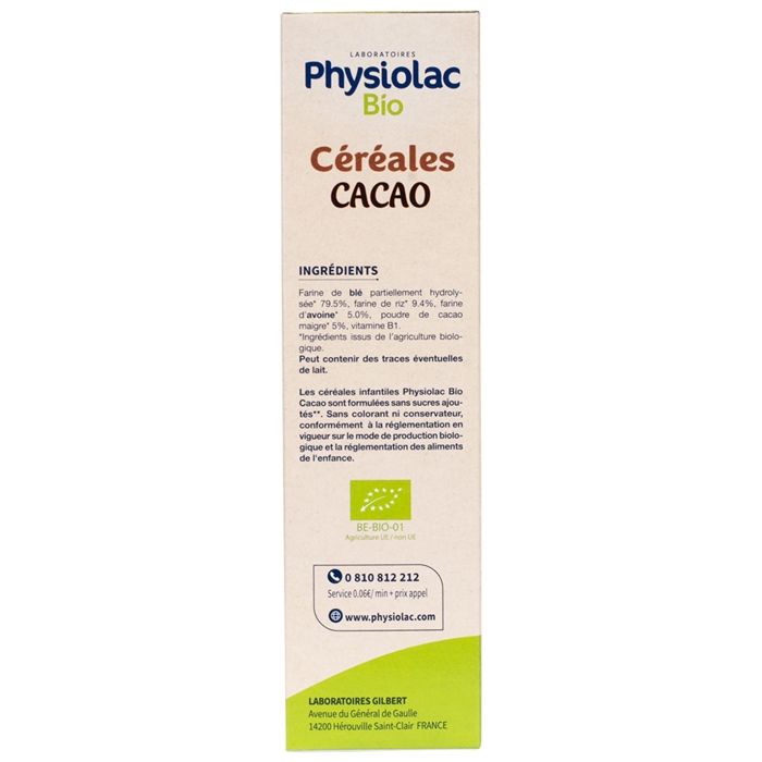 Physiolac Bio Céréales Cacao 200 G Certbio