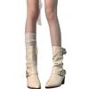 Boots Women's Summer New Premium Belt Buckle Martin Boots Pointed Thick Heel Pile Boots Western Cowboy Boots