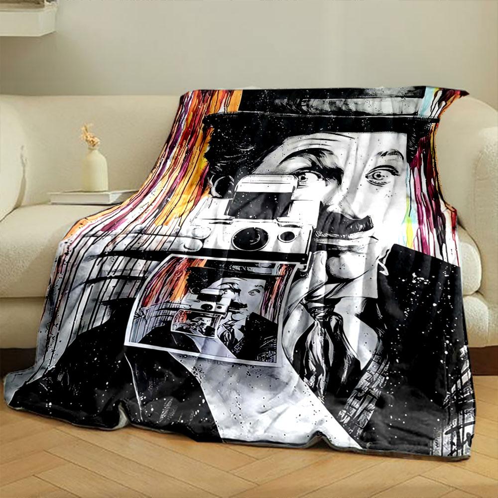 A Recursive Pattern of a Person Holding a Camera Displaying Itself. for All Seasons Blanket Lunch Break Throw Gift