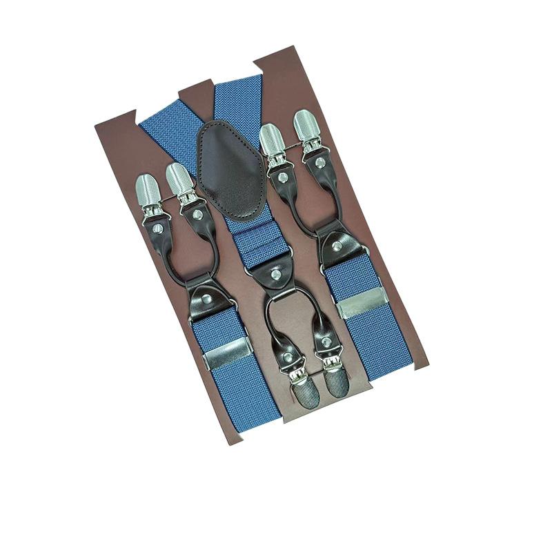 6 Clips Men'S Suspender Belt, Strap Thickened Elastic Belt, High-Quality Hardware Accessories