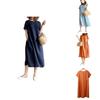 Luxurious Cotton Loose And Thin Dress For Women With Short Sleeves And Round Neck